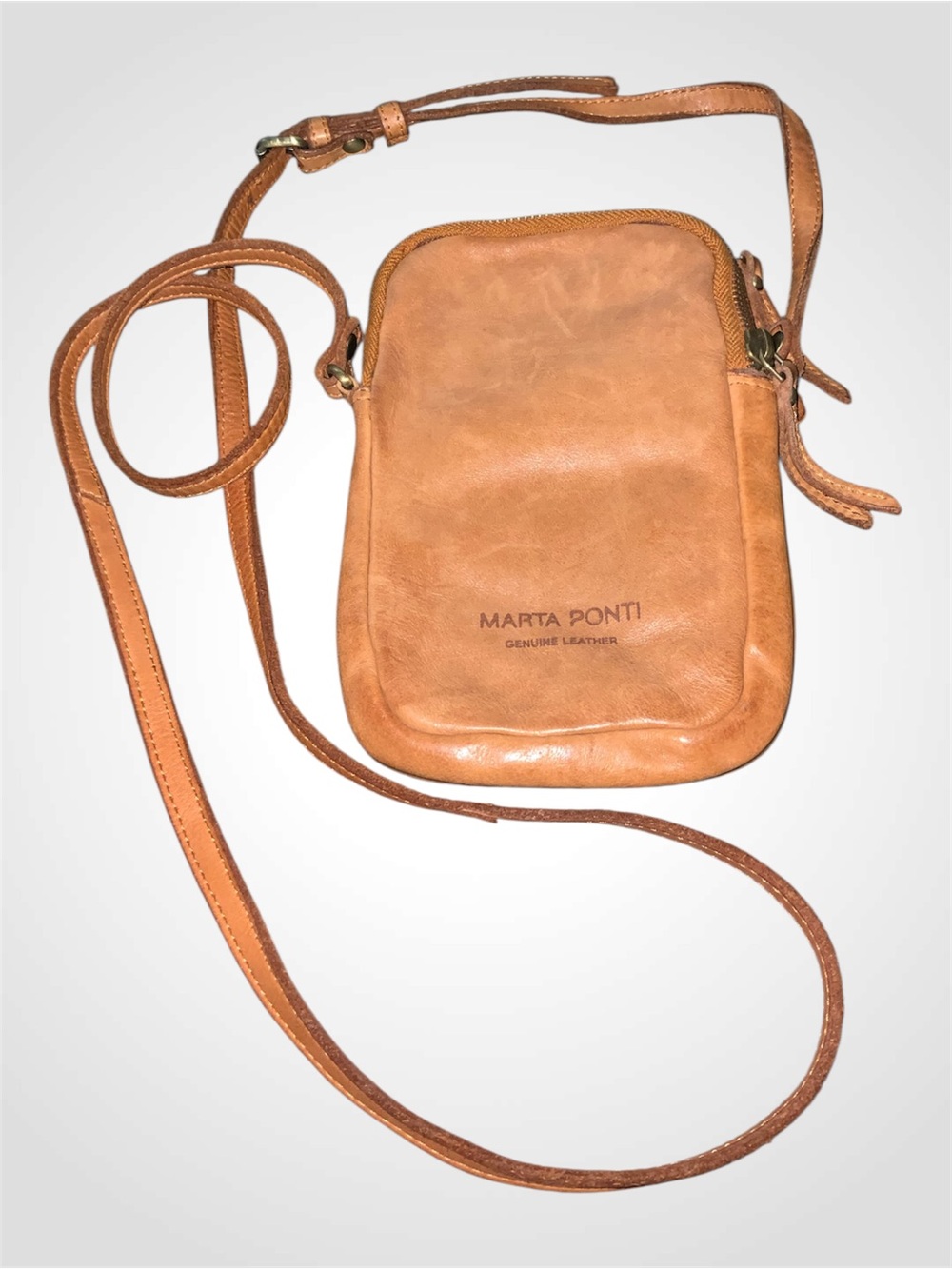 Marta Ponti Tan Leather Crossbody Bag